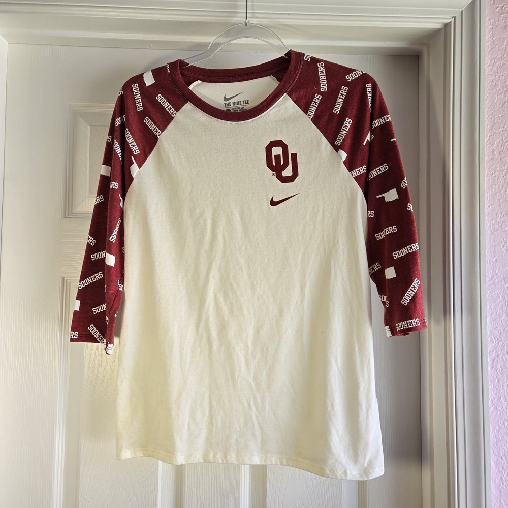 Nike Oklahoma Sooners Youth Shirt Size Large Athletic Cut Baseball Tee T-shirt